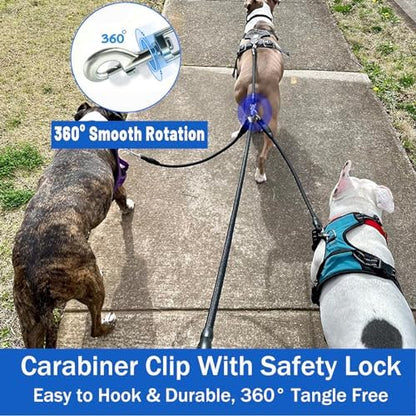 Heavy Duty 3 Dog Leash for Small Dogs No Tangle Detachable 360° Swivel Device with Padded Handle for Two/Three Pets - Image 4