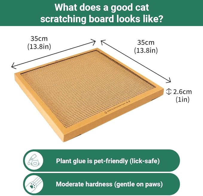 Cat Scratching Pad Board, Refillable and Combinable Corrugated Cat Scratchers for Indoor Cats, Double-Sided and Recyclable Cardboard (2Refill+2Pack)