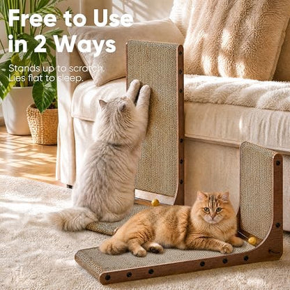 FUKUMARU Cat Scratcher 2 Packs, 25 Inch Cat Scratching Boards, L Shaped Pad - Image 4