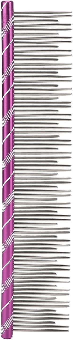 Pet Hair Removal Comb Reusable Comfortable Stainless Steel Comb for Cat Grooming Pet Hair Removal Comb Stainless Steel Pet Comb Open Knot Comb Grooming Comb (Volet)