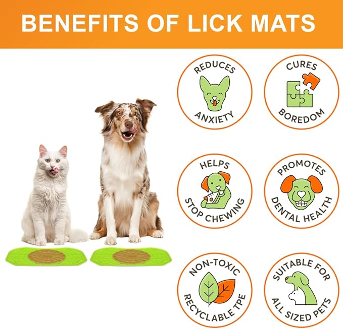 Neater Pets Neat-LIK Dog Lick Mat, Lick Mat for Dogs, Cats, Puppy, Reduces Anxiety & Boredom, Peanut Butter Slow Feeder, Interactive Treat Licking Pad, Licking Mats for Small & Large Breed (Green)