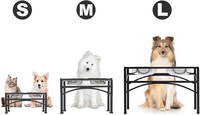 Funkeen Elevated Dog Bowls Raised Pet Feeder Cat Food & Water Diner Stand Set