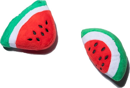 Glow Pups Dog Toy Watermelon 2-Pack for Small Dogs, Plush Squeaky Dog Toys for Small Dogs, Fun Cute Design, Promotes Mental Stimulation, Keeps Puppy Entertained, Playful Peach