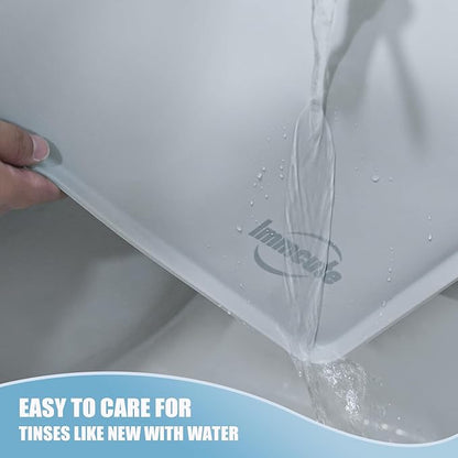 IMMCUTE Pee Pad Holder, Fits Up to 24" x 24" Training Pads, Silicone Non-Slip Dog Potty Tray,High Edge Puppy Pad Holder Tray for Easy Cleaning with 8 Holder Clamps, for Puppy Potty Training