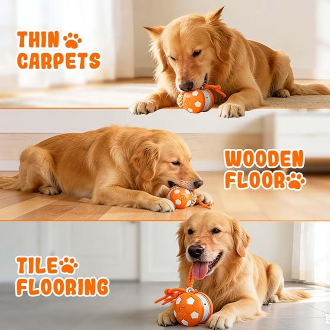 Interactive Dog Toys, Moving Interactive Dog Ball with Touch Activated, Automatic Rolling Ball Toys for Puppy/Medium Dogs, Squeaky Dogs Toy Active Rolling Wicked Balls for Daily Training (RED-3)