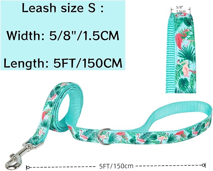 Flamingo Print Dog Leash - 5 Feet Durable Nylon Leash for Samll& Medium Dodgs, Lightweight Walking Leash (S，Flamingo)