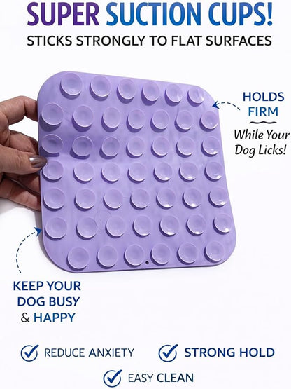 2 Pack Dog Lick Mat Set with Lid and Spatula, Slow Feeder for Dogs and Cats, Anxiety Relief, Non-Slip Silicone Feeding Ma.