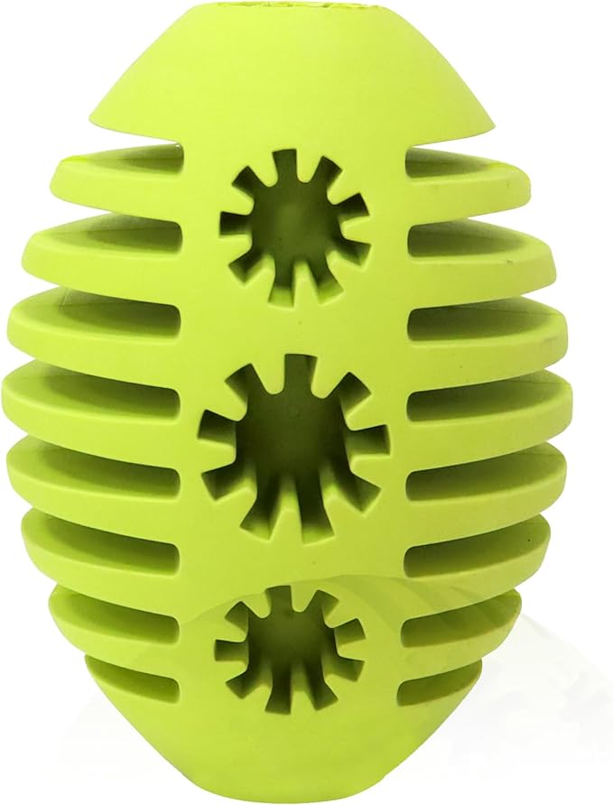 Deeow Natural Rubber Rugby Ball Dog Toy - Interactive Fetching & Chewing Puppy Toys, Slow Feeder Treat Dispenser Pet Toy, Teething Relief Toy with Banana Scent for Aggressive Chewers