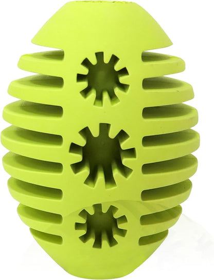 Deeow Natural Rubber Rugby Ball Dog Toy - Interactive Fetching & Chewing Puppy Toys, Slow Feeder Treat Dispenser Pet Toy, Teething Relief Toy with Banana Scent for Aggressive Chewers