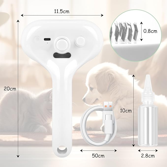 ETACCU Cat Steam Brush, 3 in 1 Cat Steam Brush for Shedding & Grooming, Steam Brush for Dogs/Cats, Remove Tangled Loose Hair for Long & Short Haired, Self Cleaning Pet Steam Brush with Release Button
