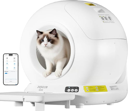 Self Cleaning Cat Litter Box, Automatic Cat Litter Box for Multiple Cats APP Controlled with Safety Sensors, 78L Large Capacity Odor Control Robot, Trash Bags Included
