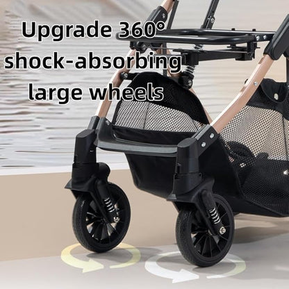 Lightweight Small Pet Stroller for Dogs & Cats, 33 Lbs Capacity Aluminum Alloy Puppy Stroller with Detachable Storage Basket