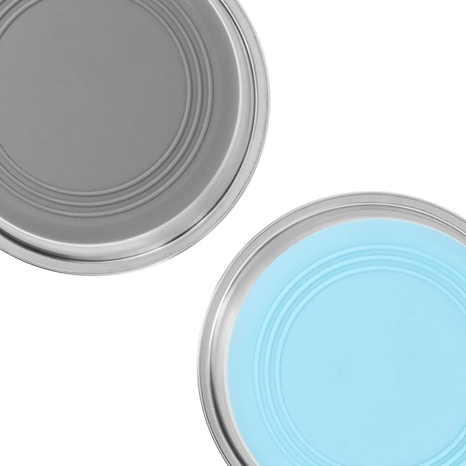Stainless Steel Dog Bowls 2 Pack – 4 Cup Pet Food & Water Bowls with Non-Slip Rubber Base, Dishwasher Safe, for Medium Dogs & Large Cats