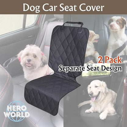 Dog Car Seat Cover Front and Back Seat 2 Pack Separate Seat Protectors for Pets Universal Fit Easy Install Foldable Dirt Resistant Waterproof scratchproof