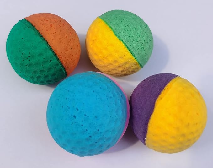 YnFag 24 Pack Foam Soccer Balls Cat Toys for Indoor Cats Cat Balls (24Pcs Two-Color Golf)