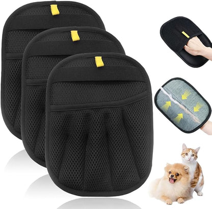 3Pcs Pet Hair Removal Glove, Electrostatic Hair Removal Glove for Cats and Dogs, Reusable Hair Remover for Couch, Carpet, Car Seat, Laundry Clothing Quick Cleaning Tool for Pet Owners (#4)