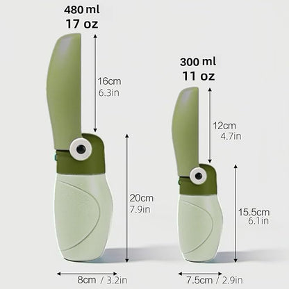 Dog Water Bottle Portable Puppy Travel Foldable Water Bottle Leak Proof Water Dispenser for Pet Cats Walking Hiking Travel Food Grade Plastic-Green 9 oz