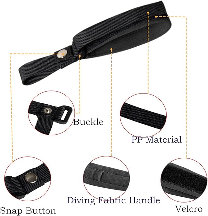 Hands Free Adjustable Wrist Strap, 2 Pack Soft Comfortable Diving Fabric Wrist Strap for Retractable Dog Leash (Black & Grey)