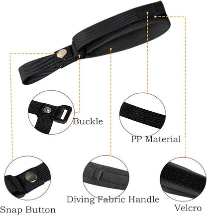 Hands Free Adjustable Wrist Strap, 2 Pack Soft Comfortable Diving Fabric Wrist Strap for Retractable Dog Leash (Black & Grey)