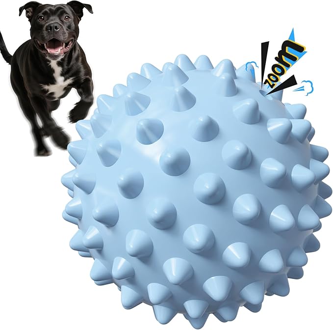 Apasiri Interactive Dog Balls for Aggressive Chewers: Indestructible Bacon-Flavored Squeaky Balls for Dogs, 3.5-Inch Tough Durable Dog Toys Rubber Spiky Dog Ball Toy for Medium & Large Dogs, Dog Gifts
