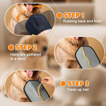 2 Pack Pet Hair Removal Glove for Cats & Dogs, 2026 Upgrade Pet Hair Remover Electrostatic Gloves Pet Hair Remover Glove for Couch, Furniture, Carpet, Curtain (Orange+Black)