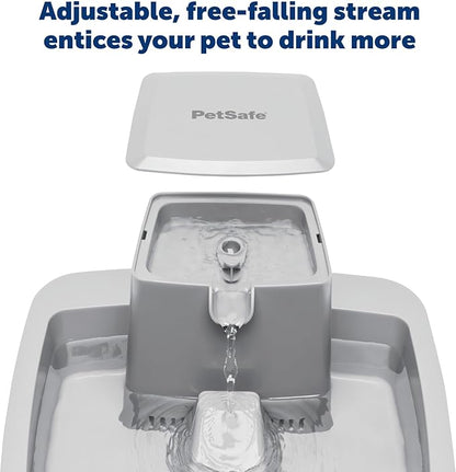 PetSafe Drinkwell Pet Fountain,Dog Water Bowl Dispenser for Cat and Dogs, Plastic, Adjustable Flow Control, Easy to Clean Design,Grey, 2 Gallon/256 oz