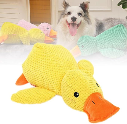 2024 New Quack-Quack Duck Dog Toy, Durable The Mellow Dog Calming Duck Dog Toy, Yellow Stuffed Dog Cat Pet Squeak Chew Toys for Dogs Indoor Puppy (A Small)