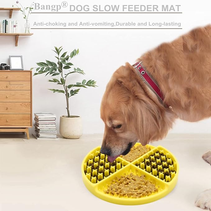 Bangp Silicone Dog & Cat Lick Mat and Slow Feeder,Extends Mealtime for Fast Eaters and Reduces Anxiety,Heavy-Duty Design,Dishwasher Safe,Perfect for Yogurt,Treats,Peanut Butter