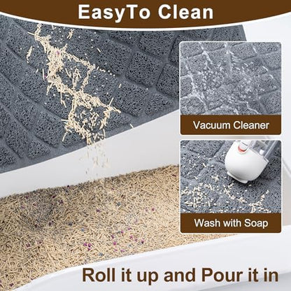 Cat Litter Box Mat,24 x 35 In,Trapping Mat Premium Durable PVC Pad,Grey - Image 6