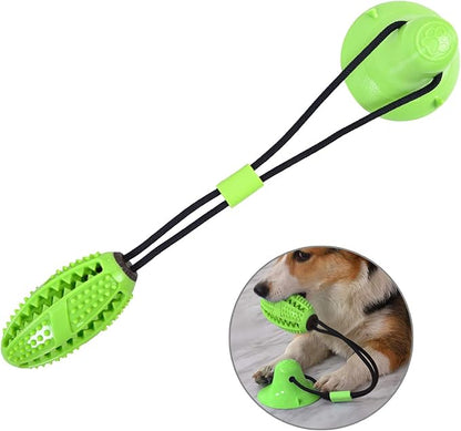 Guardians Dog Chew Toy with Suction Cup for Aggressive Chewers, Puppy Training Treats Food Dispensing Toothbrush Pet Teeth Cleaning Rope Toys for Small Medium Dogs(Green)