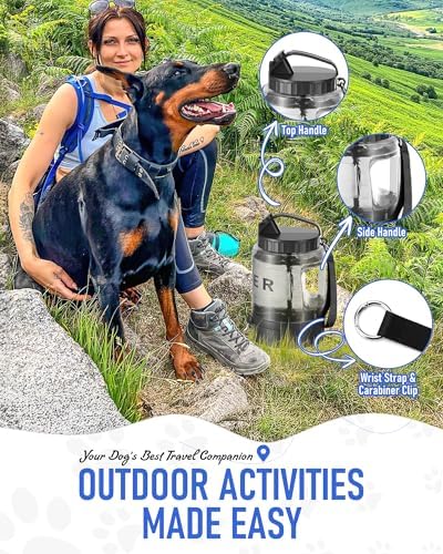 Dog Water Bottle Travel Bowl, 77oz Large Portable Dog Water Bowl Dispenser, Leakproof Pet Drinking Bottle Dispenser for Hiking Camping Walking Travelling Beach Car Trips, BPA Free, Black - Image 7