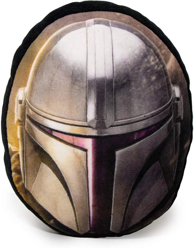 Buckle-Down Dog Toy, Mandalorian, Plush Squeaker Star Wars The Mandalorian Helmet, 8" x 8" (DTPT-SWBFJ)