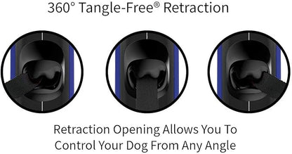 TUG Oval 360° Tangle-Free Retractable Dog Leash with Integrated Waste Bag Dispenser (Medium, Blue)