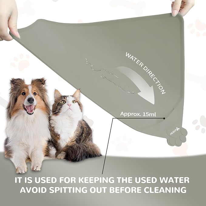 Waterproof Pet Feeding Mats with High Lips - Multiple Size and Colors, Silicone Mat, Nonslip Pet Food Mat for Dogs, Cats with Prevent Water goes Down (Beige)