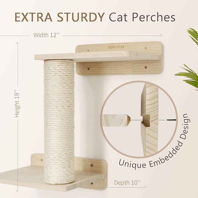 SONGWAY Cat Shelves and Perches for Wall - Wall Mounted Cat Shelf