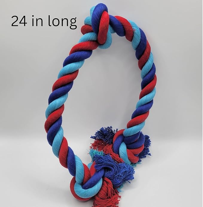 Baxter's Brothers Single Knot Dog Rope Toy – Durable Cotton Tug Toy for Aggressive Chewers – Great for Teeth Cleaning & Interactive Play