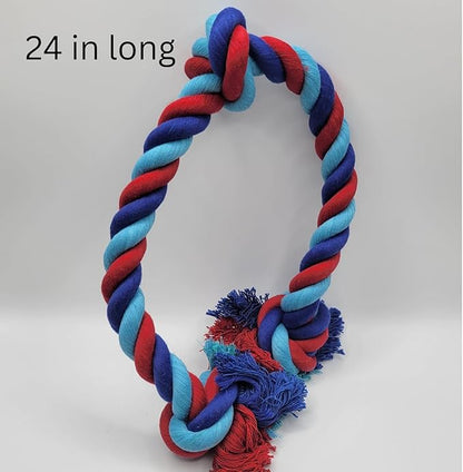 Baxter's Brothers Single Knot Dog Rope Toy – Durable Cotton Tug Toy for Aggressive Chewers – Great for Teeth Cleaning & Interactive Play