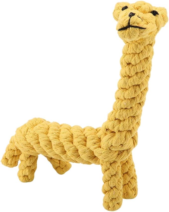 Dog Rope Toy - Cotton Rope Knot Puppy, Pet Puppy Dog Cotton Rope Chew Toys for Teeth Cleaning, Giraffe Design