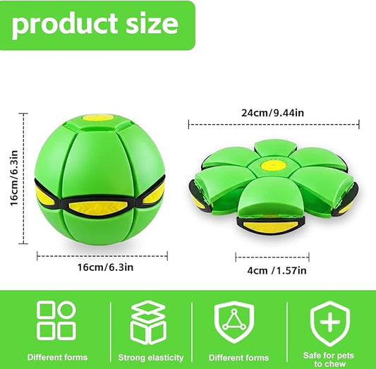 2PCS Magic Ball, Pop Up Ball with 6 LED, Dual-Form Bouncy Balls Indoor Outdoor Play, Dog Flying Disc, Interactive Pop Up Ball for Family Fun (Green and Blue)