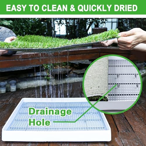 Grass Pad with Tray for Dogs Litter Box Porch Potty for Puppy Pee Training Indoor Fake Grass Pee Pad Artificial Grass with Pee Pad Holder - Image 5