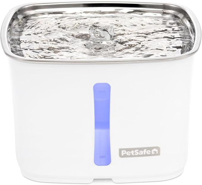 PetSafe Viva Pet Fountain - Encourages Healthy Hydration - Automatic Water Dispenser with Double Filtration - Ultra Quiet Water Fountain - Easy to Assemble - Dishwasher Safe - Stainless Steel - 64 oz