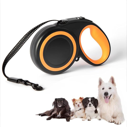 16 Ft Retractable Dog Leash, 360° Tangle-Free Heavy Duty Great Leashs for Dog up to 66lbs with Anti-Slip Handle, Dog Walking Leash for Medium 66lbs Dogs (Black,M)
