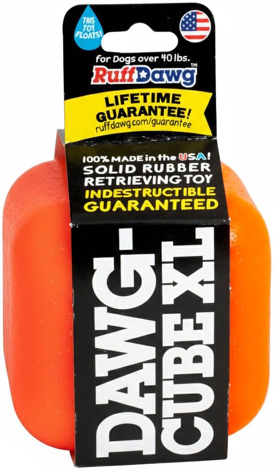Ruff Dawg Cube XL 3.5 Indestructible Dog Toy – Heavy-Duty Rubber Fetch & Chew Toy for Aggressive Chewers – Erratic Bounce, Floats, BPA & Latex Free – Made in USA