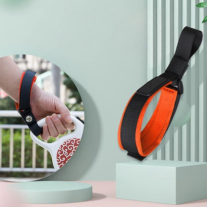 2-Pack Hands-Free Adjustable Wrist Leashes, Safety Strap with Velcro, Comfortable Diving Fabric for Retractable Leashes (Black and Orange)