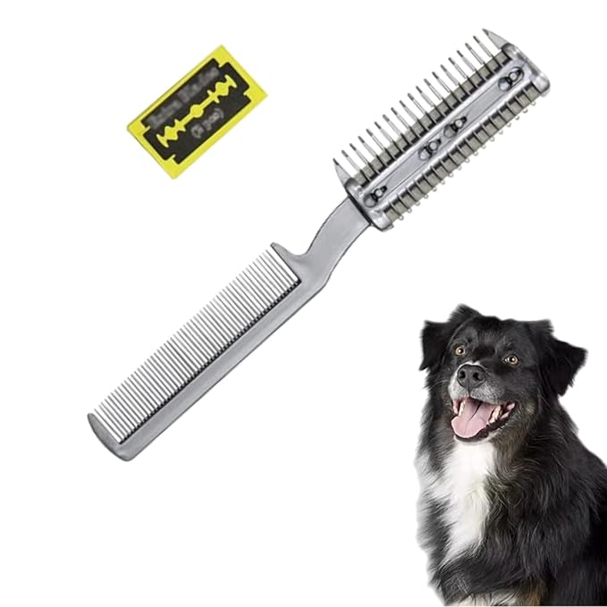 Pet Hair Thinning Comb Dog Hair Trimmer Cutter Comb with Extra Blade Dual-end Double-sided Dog Pet Grooming Tool
