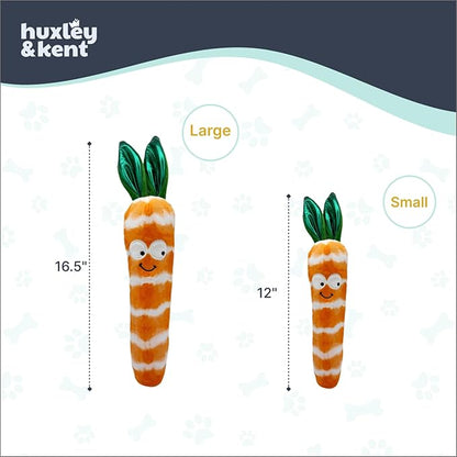 Huxley & Kent Funny Dog Toy w/Squeaker – Power Plush Squeaky Dog Toys for Small, Medium & Large Dogs – Soft Stuffed Animal for Indoor Play & Fetch - Fetchies® Sweet Carrot, Large