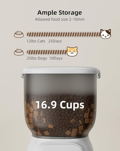 Automatic Cat Feeder, 4L Pet Food Dispenser for Cats and Small Dogs Up to 15 Portions 6 Meals Per Day