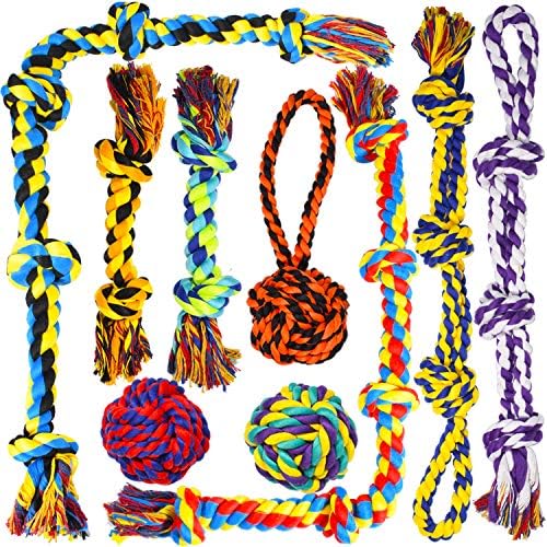 SHARLOVY Large Tough Chew Toys for Aggressive Chewers, 9 Pack Dog Rope Toys by SHARLOVY