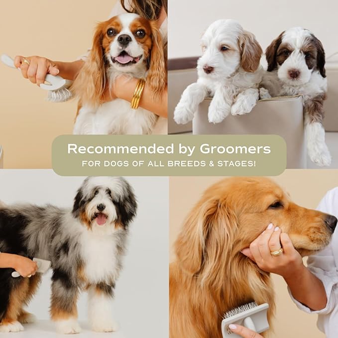 Pupwell Stainless Steel Metal Everyday Dog Comb for Grooming and Removing Tangles and Knots with Rounded Teeth and Good for All Dogs