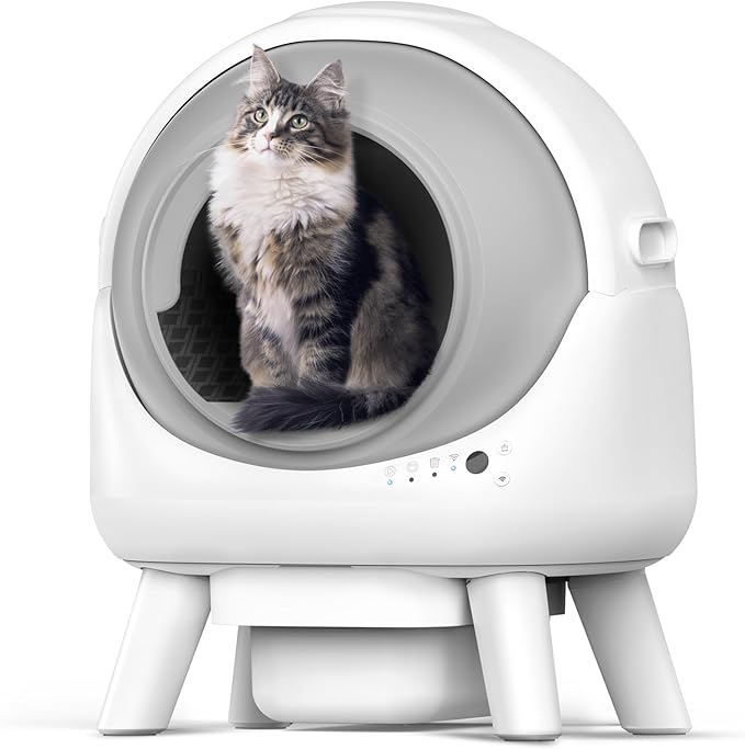 ELS PET Self Cleaning Litter Box - Orbitie Automatic Cat Litter Box Self Cleaning for Multiple Cats with App Control, Auto Kitty Litterbox with Safety Module, Including: Litter Mat, Waste Bags